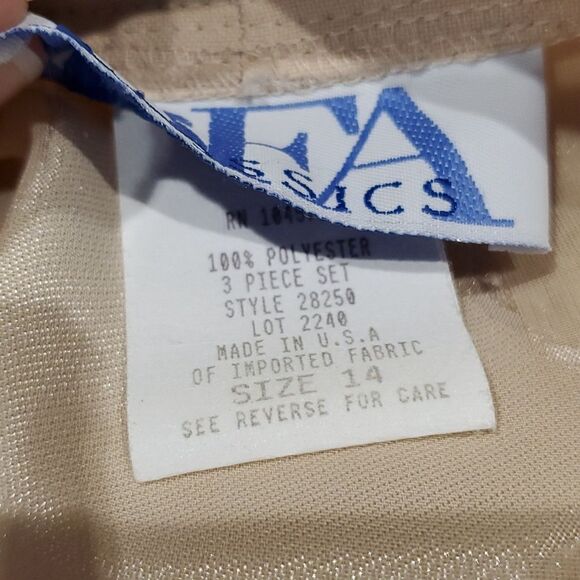 BFA VINTAGE Sz 14 Vintage Cream Burnout Floral Design Open Front Cardigan 524 - Picture 10 of 10